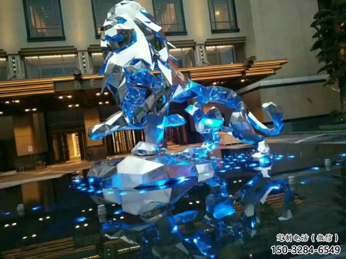 切面獅子雕塑通用，街景小品，不銹鋼獅子雕塑制造