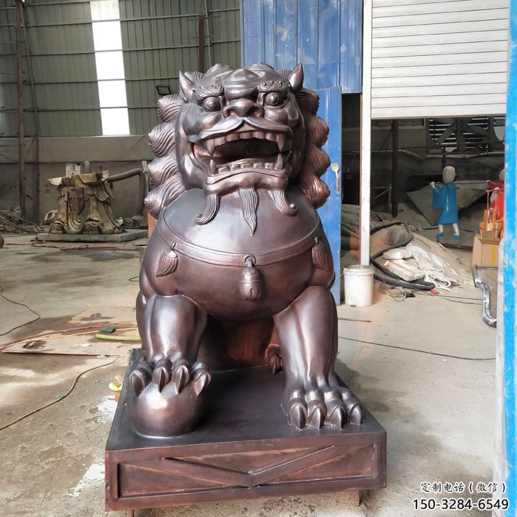 紫銅獅子雕塑提供，露天雕塑，蹲獅雕塑生產承接