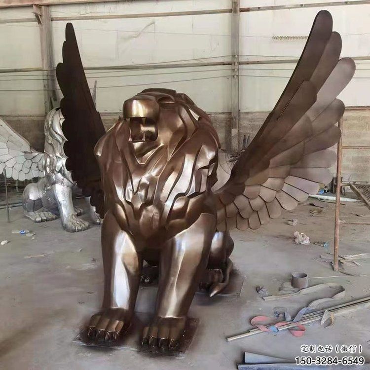 紅銅獅子雕塑優價，鑄造工藝，飛獅雕塑制作