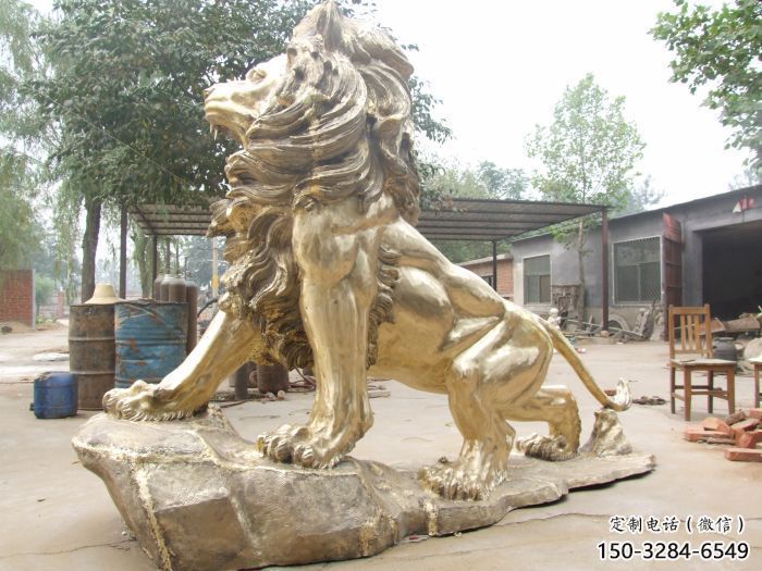 黃銅獅子雕塑預定，動物景觀擺件，走獅主題雕塑精品