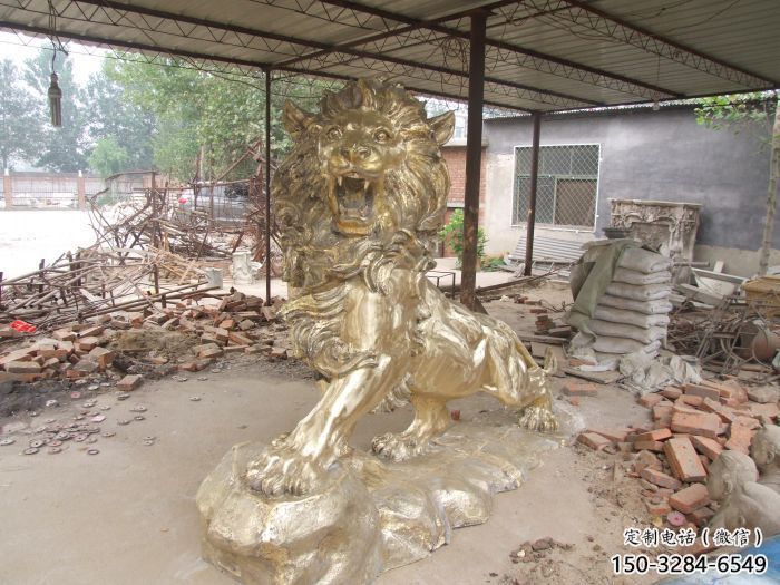 門口獅子雕塑點擊，地標動物擺件，走獅雕塑承接