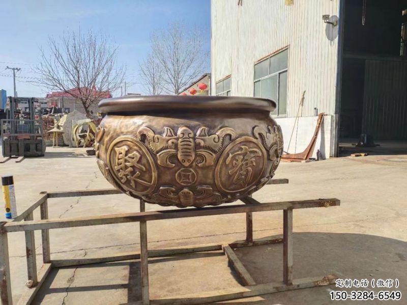 黃銅聚寶銅缸雕塑