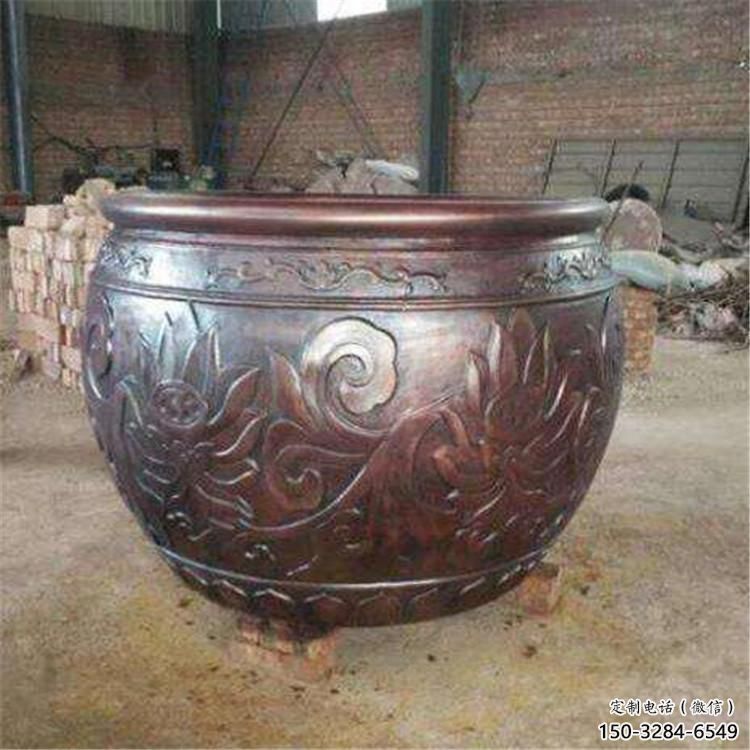 蓮花圖青銅缸雕塑