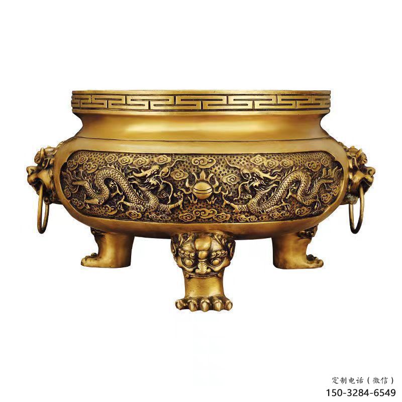 三足鎏金爐香爐雕塑