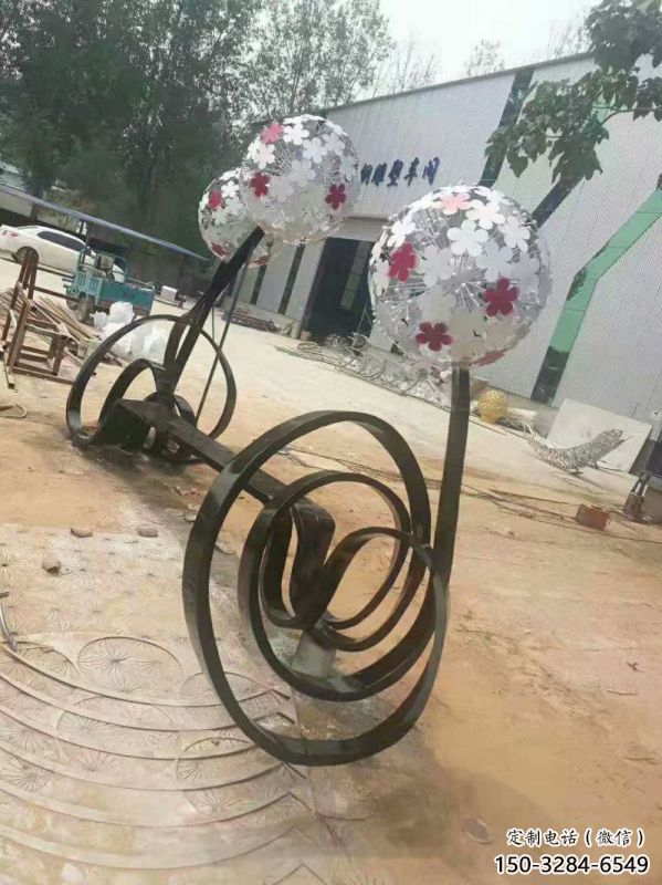 蒲公英坐凳雕塑廠家，烤漆工藝，廣場藝術擺件