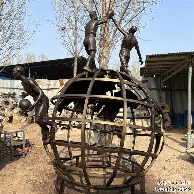 地球儀雕塑系列，城市裝飾，烤漆地球儀人物雕塑優(yōu)選