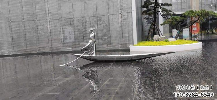 乘船人雕塑預(yù)定，小區(qū)擺件，不銹鋼乘船人雕塑服務(wù)商