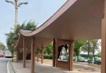 不銹鋼長廊廊架雕塑，公園休閑地