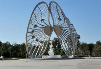 戶外不銹鋼鏤空貝殼廊架雕塑