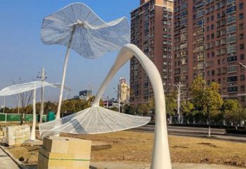 花傘廊架雕塑，不銹鋼廊架花雕塑