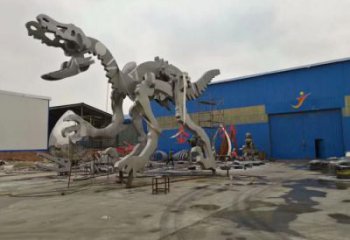 地產(chǎn)恐龍雕塑定做，城區(qū)小品，景觀恐龍骨架雕塑定價