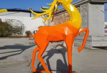 景觀小鹿雕塑承接，景區案例，公園烤漆小鹿雕塑定制