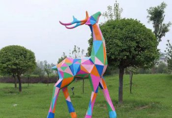 小鹿雕塑標準，多彩藝術，景觀烤漆小鹿雕塑供應