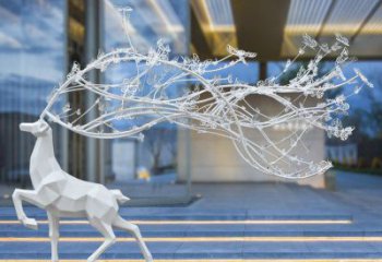 梅花鹿雕塑廠家，露天雕塑，切面工藝動物雕塑訂做