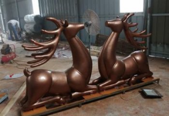 冷飲店馴鹿雕塑，鍍銅海洋雕塑，鏡面工藝