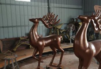 室內馴鹿雕塑，拉絲海洋雕塑，抽象效果