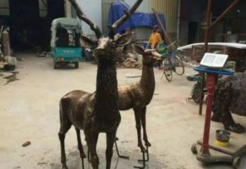 銅鹿雕塑，鑄銅動物雕塑