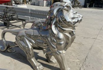 藝術(shù)獅子雕塑觀賞型，街景小品，不銹鋼獅子雕塑常用