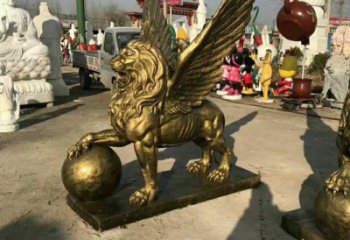 景觀獅子雕塑供求，抽象設計元素，仿銅飛獅雕塑觀賞型