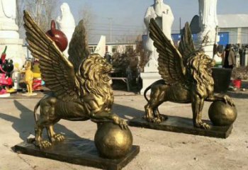 景觀獅子雕塑選用，美陳雕塑，飛獅雕塑展示專供