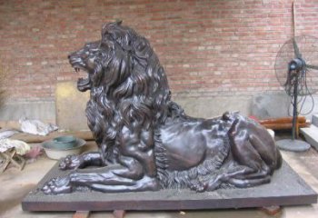 園林獅子雕塑觀賞型，美陳雕塑，大型趴獅雕塑展品