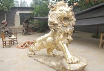 景區獅子雕塑觀賞型，公園小品，景觀走獅雕塑生產商