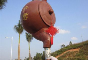 藝術(shù)水景吊壺雕塑，園林裝飾，鋼結(jié)構(gòu)吊壺雕塑制造廠家