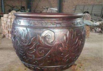 蓮花圖青銅缸雕塑