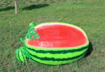 西瓜坐凳雕塑，仿真景觀雕塑，抽象效果