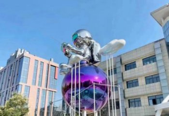 地球雕塑指用，景觀雕塑，不銹鋼地球天使雕塑點擊