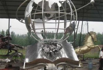 地球儀雕塑廠家，廣場(chǎng)系列，書(shū)籍地球儀雕塑制作公司