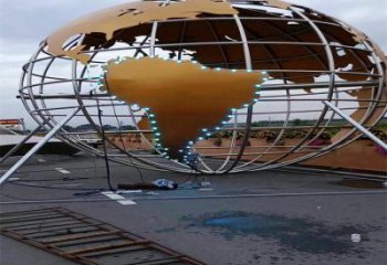 地球儀雕塑展品，景觀(guān)概念，鏤空鏡面地球儀雕塑優(yōu)選