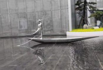 乘船人雕塑預定，小區擺件，不銹鋼乘船人雕塑服務商