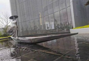 乘船人雕塑展品，標識雕塑，景觀不銹鋼乘船人雕塑選用