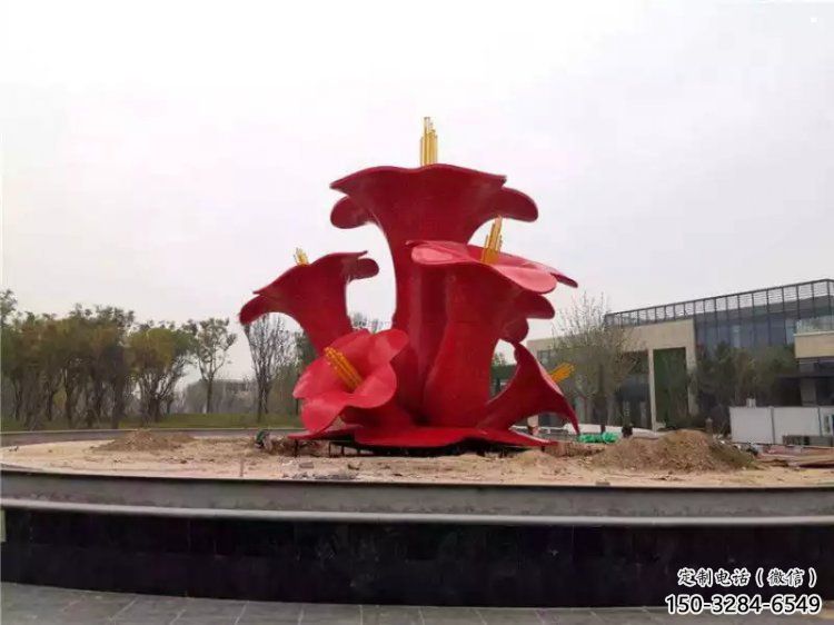 烤漆梧桐花雕塑制造商，室外軟裝，景觀梧桐花雕塑制作廠家