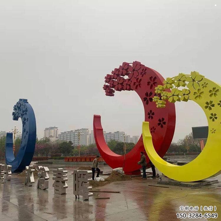 櫻花雕塑制造商，美陳雕塑，不銹鋼櫻花雕塑訂做廠家