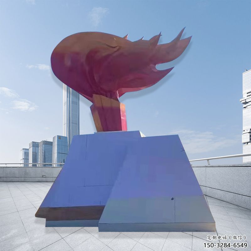 火炬雕塑承接，景區案例，不銹鋼火炬雕塑定制