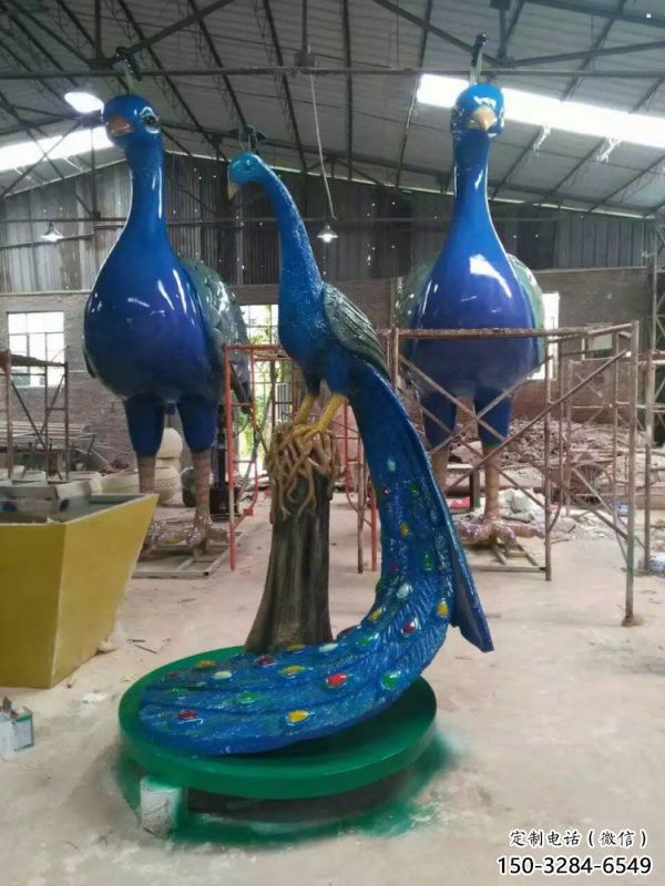 彩繪孔雀雕塑生產(chǎn)商，街頭藝術(shù)，藝術(shù)仿真孔雀雕塑精選?