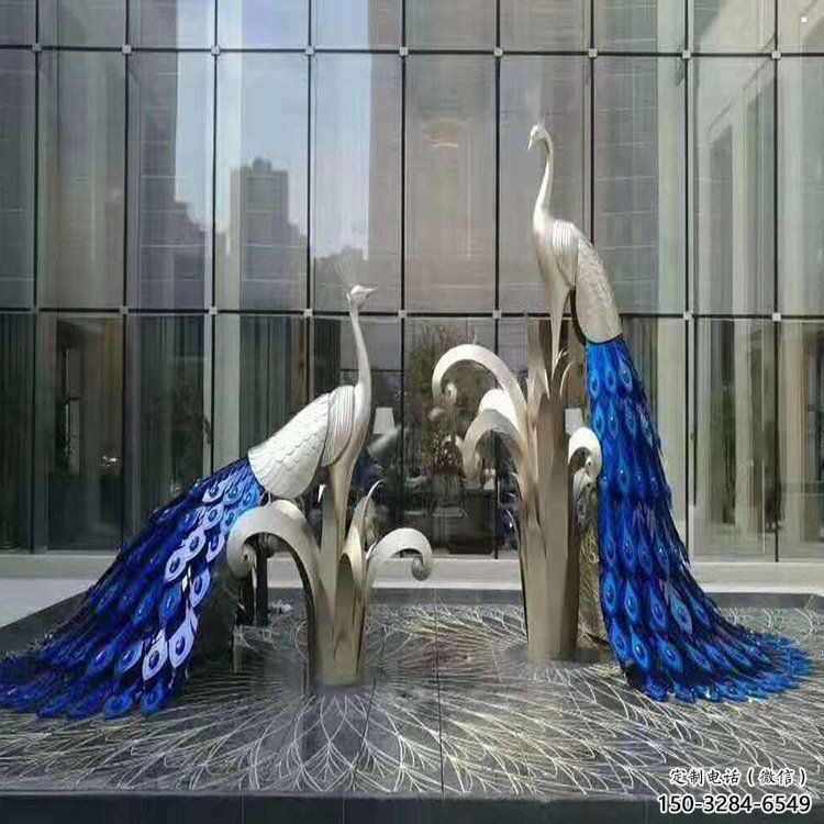 孔雀雕塑制造商，小區擺件，不銹鋼孔雀雕塑廠家提供