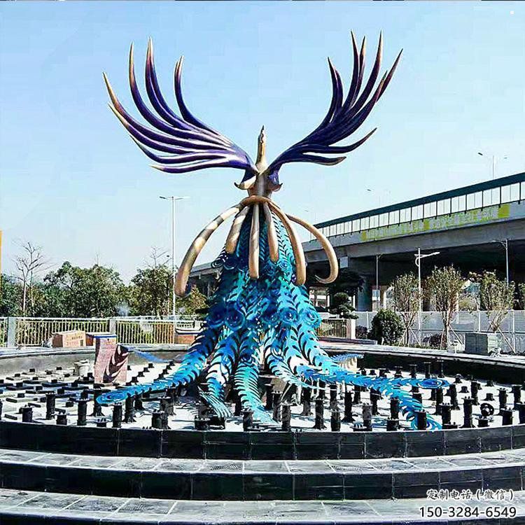 藝術(shù)孔雀雕塑優(yōu)選，城市裝飾，不銹鋼孔雀雕塑訂做廠家