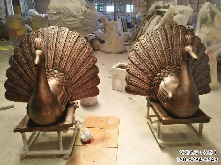 孔雀雕塑制造，廣場雕塑，制造銅孔雀雕塑廠家