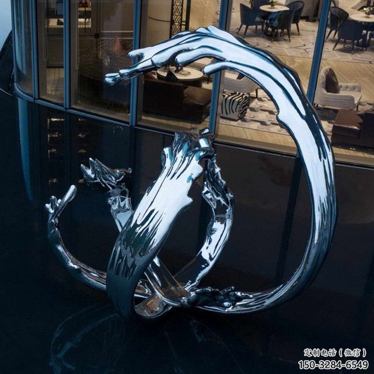 海浪紋雕塑制造商，室外軟裝，不銹鋼海浪紋雕塑承接