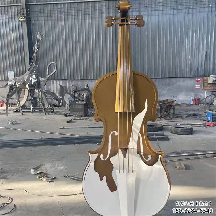 大提琴雕塑展品，室外軟裝，展示不銹鋼大提琴雕塑訂做