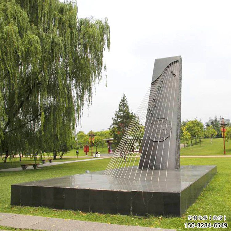 彈古箏雕塑定價，村標概念，公園雕塑景觀選用