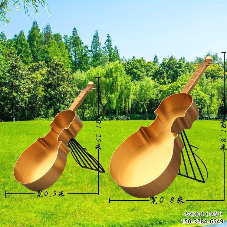 小提琴雕塑訂做，美陳雕塑，烤漆提琴雕塑批發
