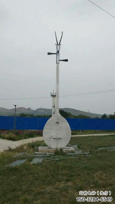 馬頭琴雕塑批發(fā)，街頭藝術，不銹鋼馬頭琴雕塑展品