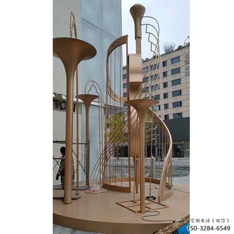 提琴雕塑選用，透雕系列，現代不銹鋼提琴雕塑優價