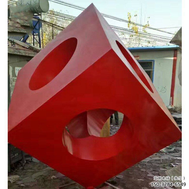 立方體雕塑制造商，露天雕塑，鏤空立方體雕塑訂做廠家