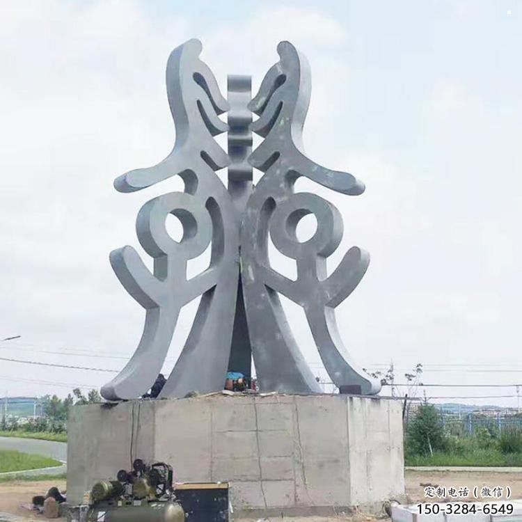 古文字雕塑訂做廠家，景區(qū)雕塑，烤漆不銹鋼古文字雕塑