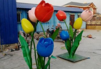 郁金香雕塑廠家，露天雕塑，不銹鋼郁金香雕塑選用